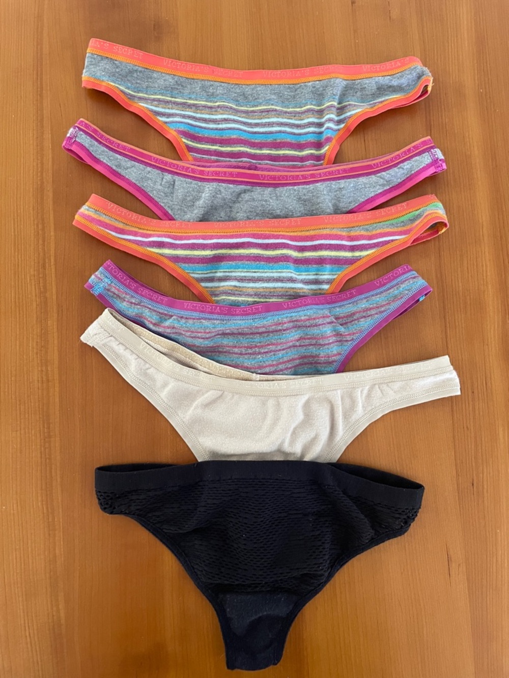 Victoria's Secret Multicolor & Black Cotton Bikini Panty thongs set
